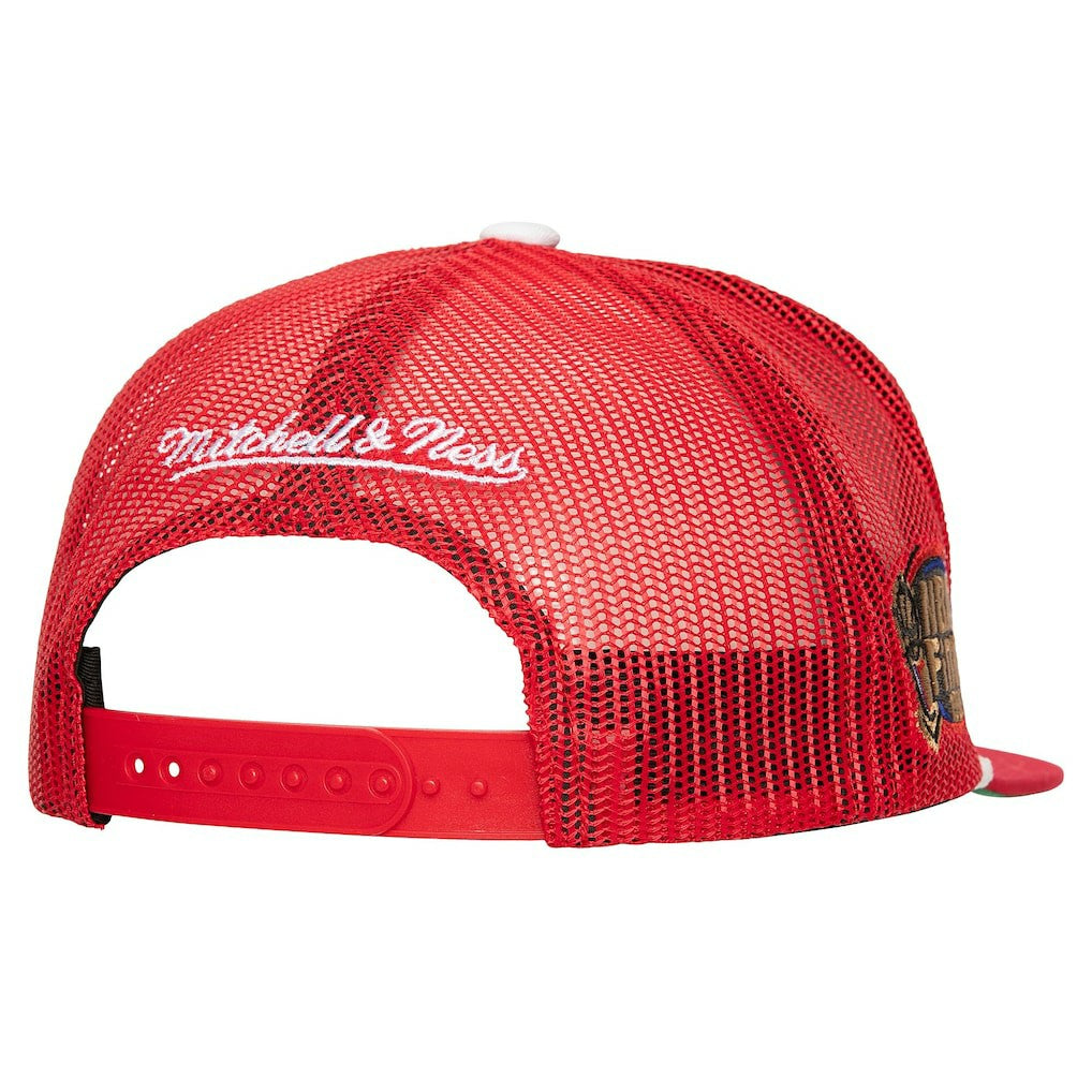 Chicago Bulls Roper Meshback Trucker Snapback Hat - Red | Mitchell & Ness cheap