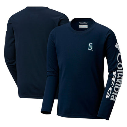 Seattle Mariners Youth Terminal Tackle Long Sleeve T-Shirt - Navy | Columbia