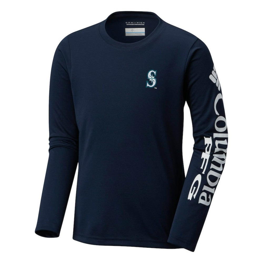 Seattle Mariners Youth Terminal Tackle Long Sleeve T-Shirt - Navy | Columbia