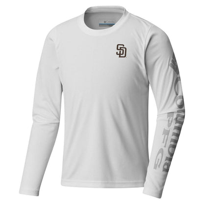 San Diego Padres Youth Terminal Tackle Long Sleeve T-Shirt - White | Columbia