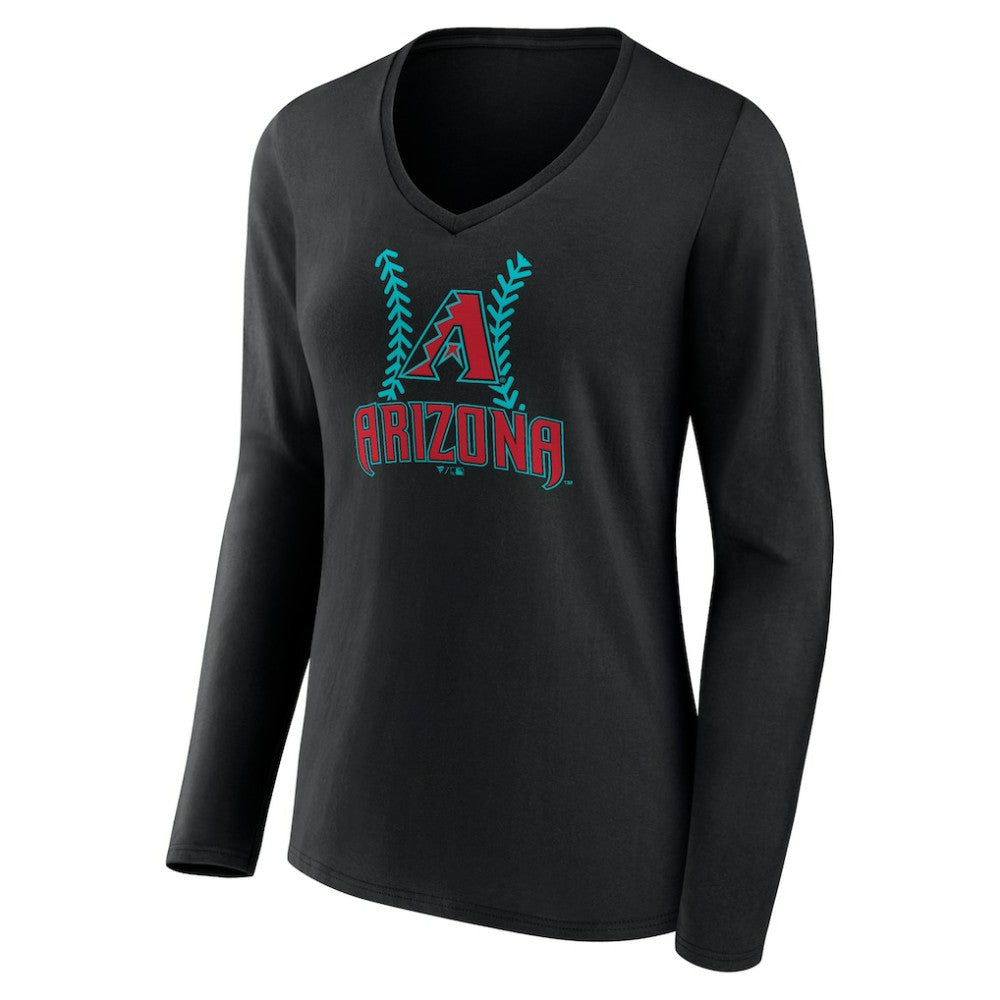 Ketel Marte Arizona Diamondbacks Women's Name & Number Fastball V-Neck Long Sleeve T-Shirt - Black