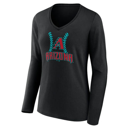 Zac Gallen Arizona Diamondbacks Women's Name & Number Fastball V-Neck Long Sleeve T-Shirt - Black