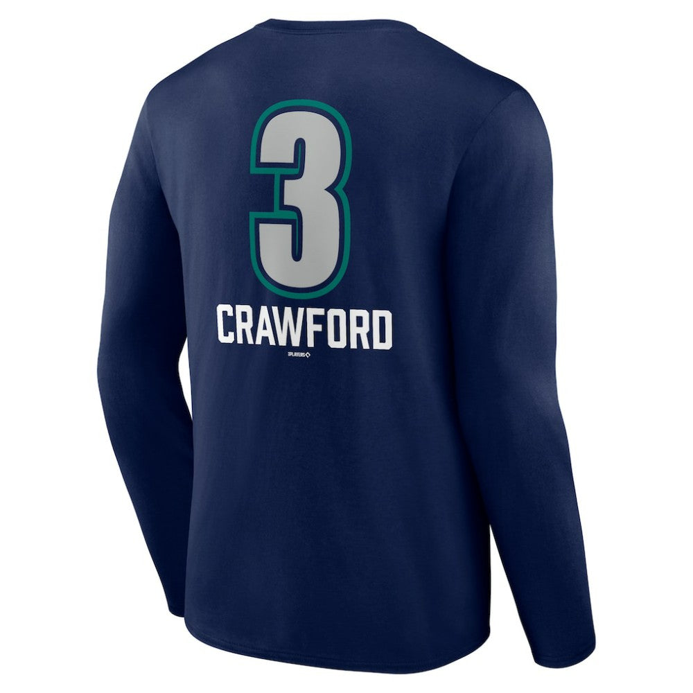 J.P. Crawford Seattle Mariners Name & Number Fastball Long Sleeve T-Shirt - Navy