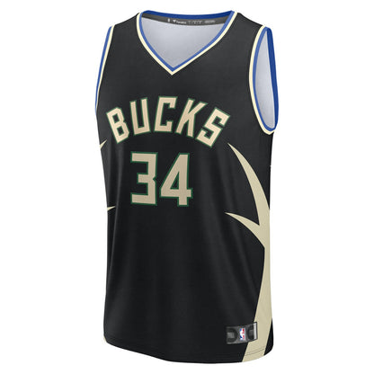 Giannis Antetokounmpo Milwaukee Bucks Fast Break Replica Player Jersey - Statement Edition - Black | Fanatics discount