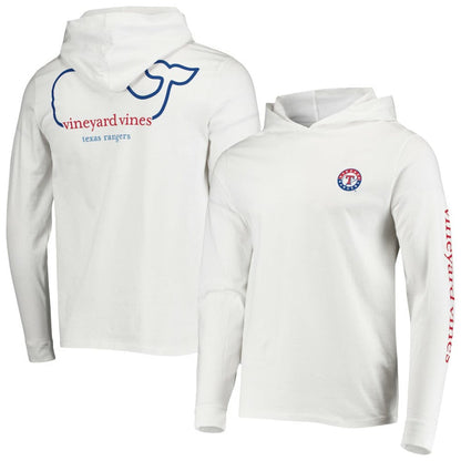 Texas Rangers Vineyard Vines Long Sleeve Hoodie T-Shirt - White