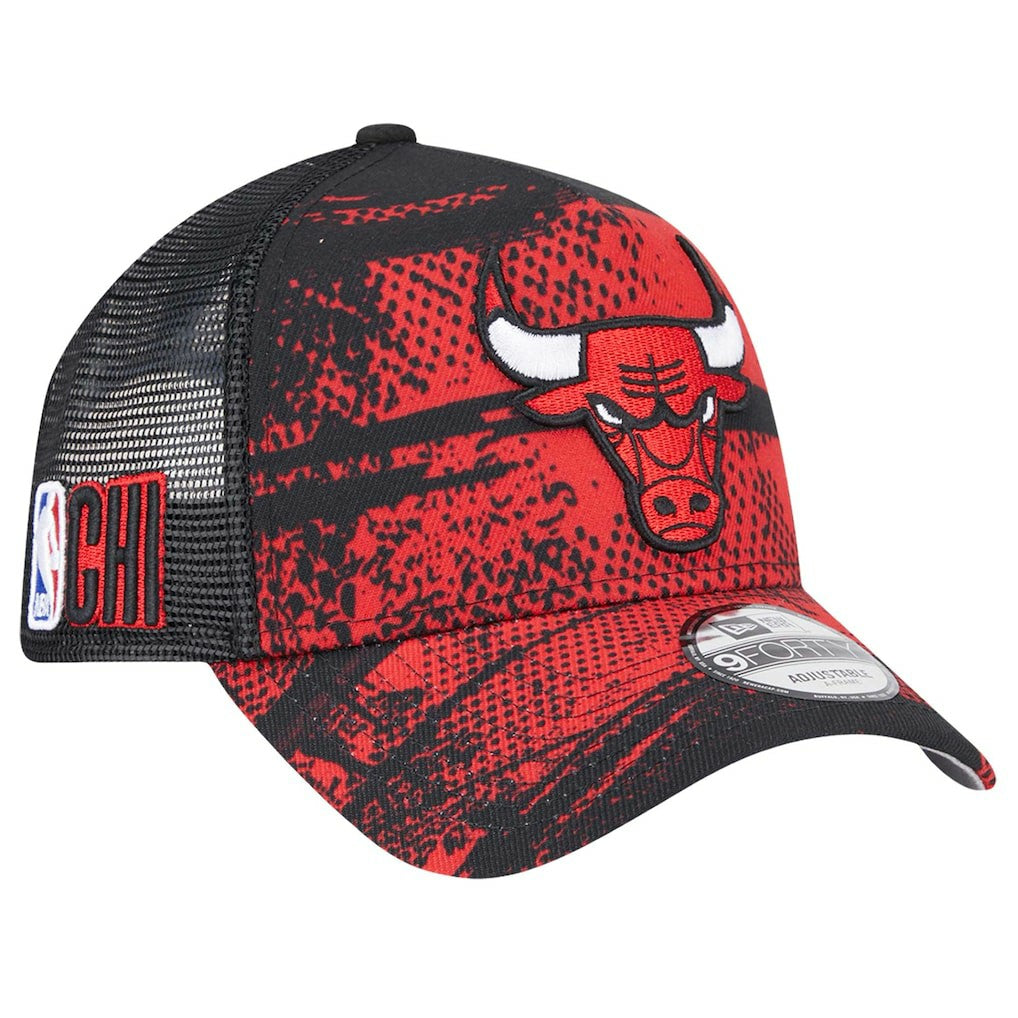 Chicago Bulls Tip Off A-Frame Trucker 9FORTY Adjustable Hat - Black/Red | New Era outlet