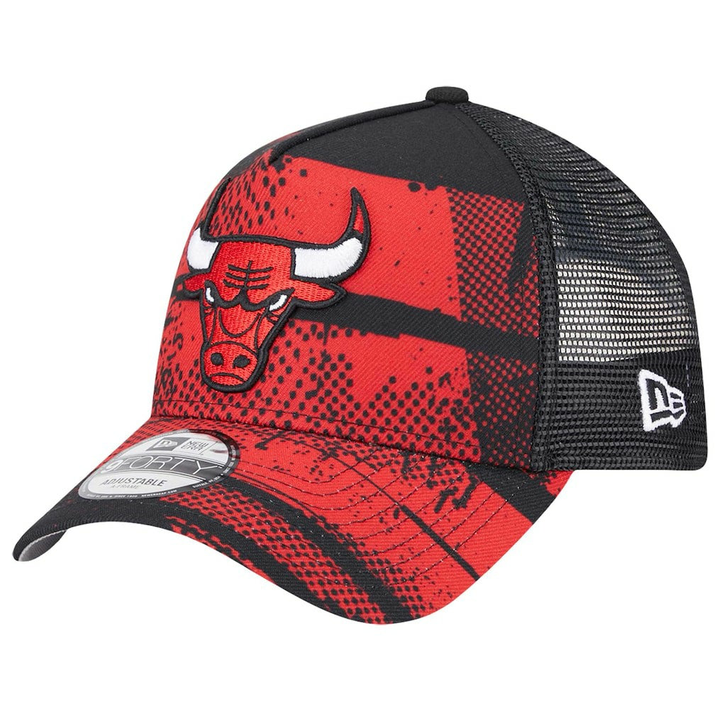 Chicago Bulls Tip Off A-Frame Trucker 9FORTY Adjustable Hat - Black/Red | New Era outlet