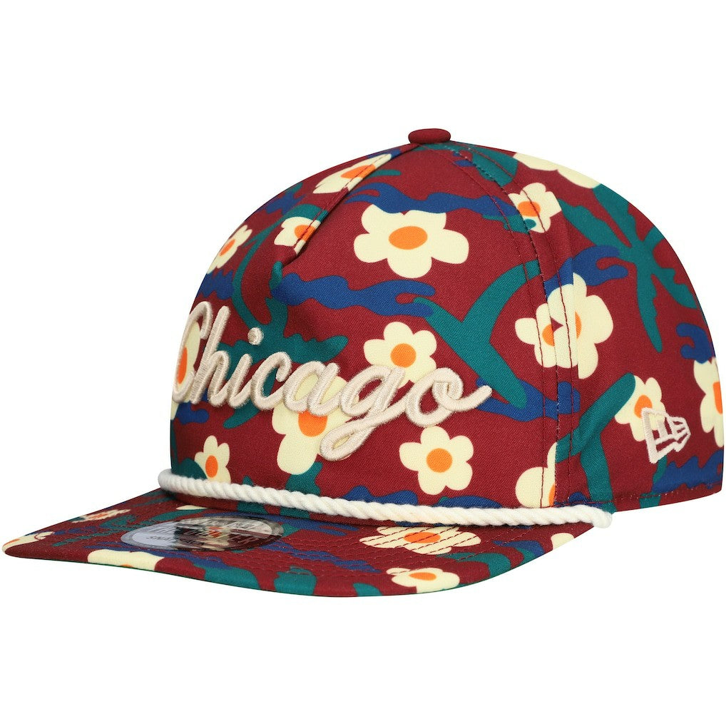 Chicago Bulls Vacation Floral Golfer Snapback Hat - Crimson | New Era on sale