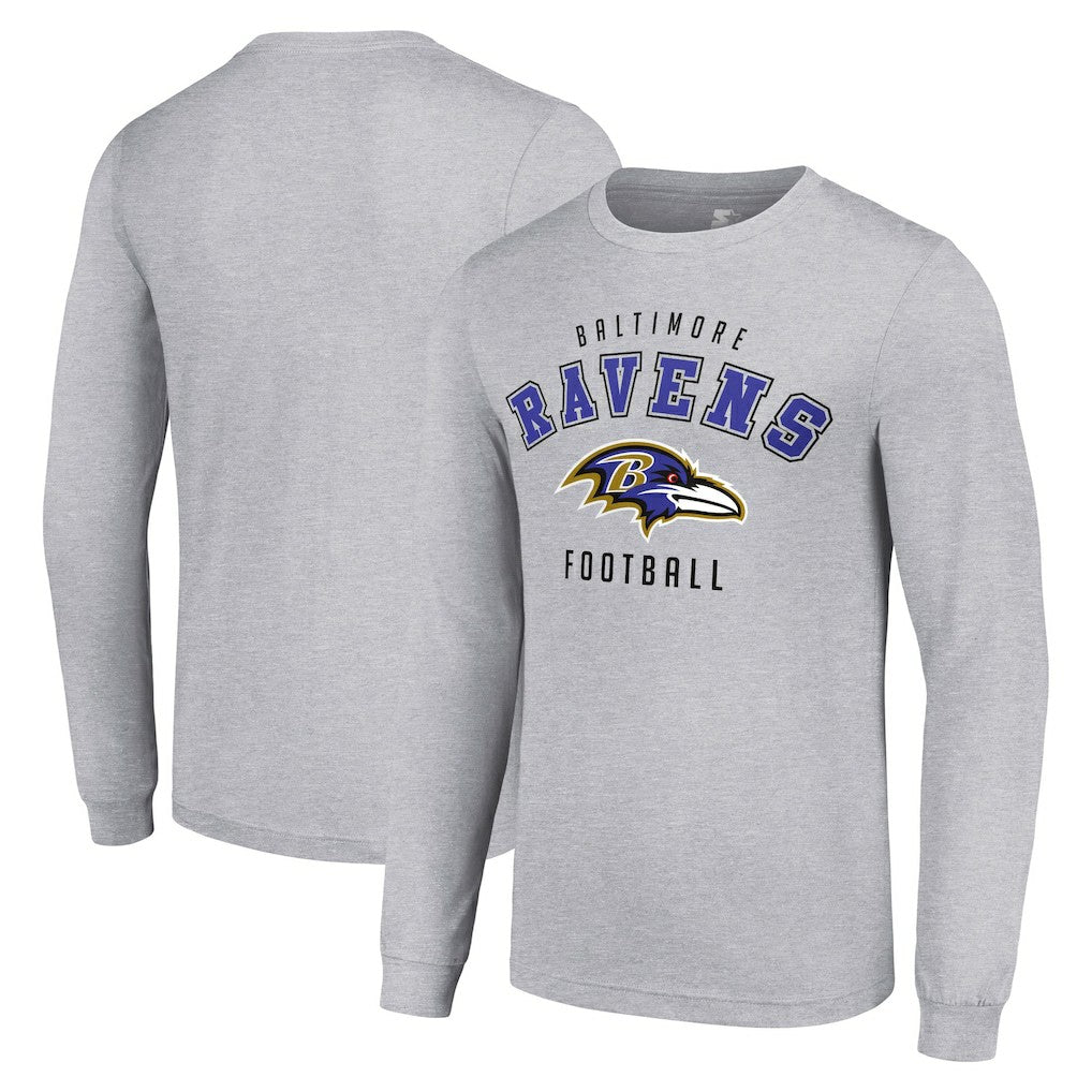 Baltimore Ravens Starter Long Sleeve T-Shirt - Heather Gray for sale