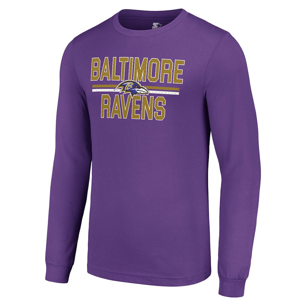 Baltimore Ravens Starter Team Mesh Print Graphic Long Sleeve T-Shirt - Purple cheap