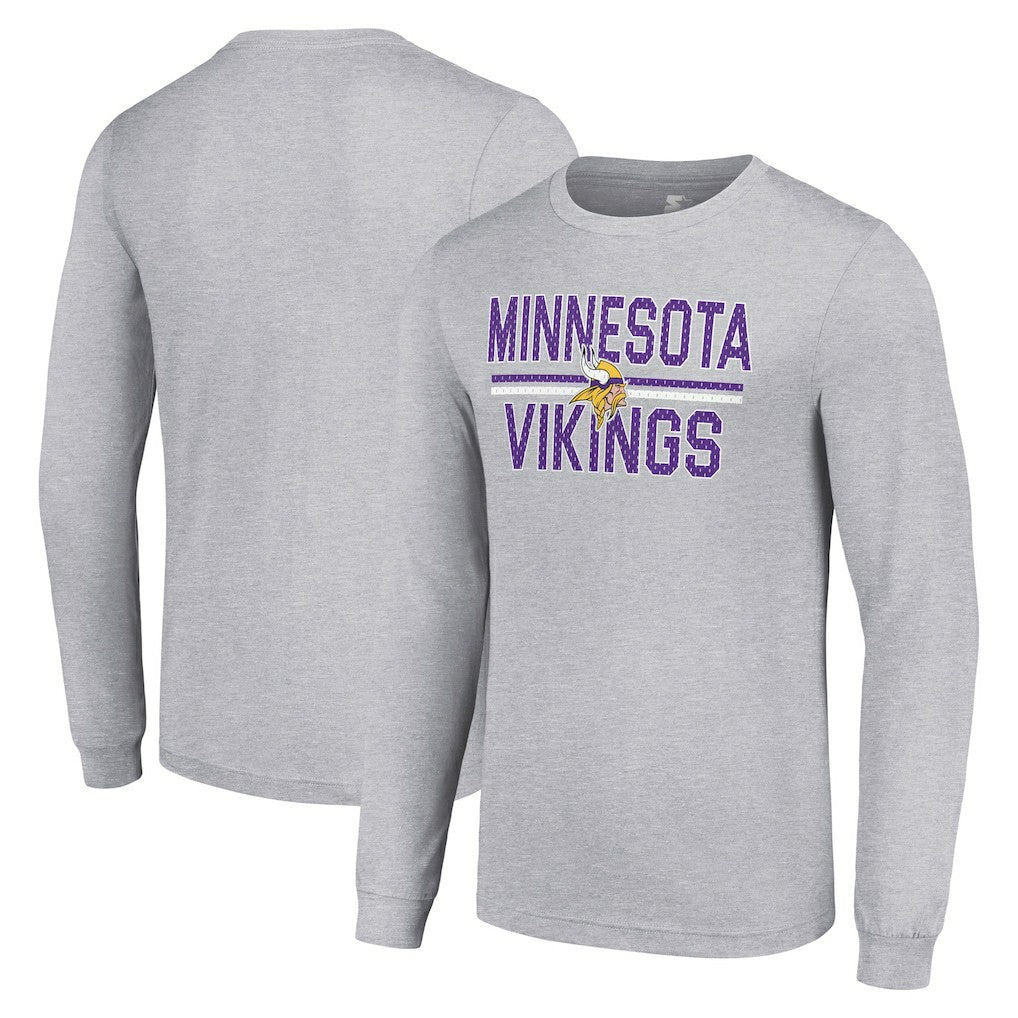 Minnesota Vikings Starter Team Mesh Print Graphic Long Sleeve T-Shirt - Heather Gray outlet