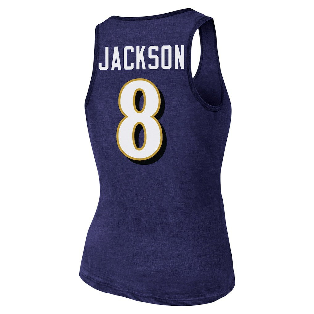 Lamar Jackson Baltimore Ravens Majestic Threads Women's Name & Number Tri-Blend Tank Top - Purple outlet