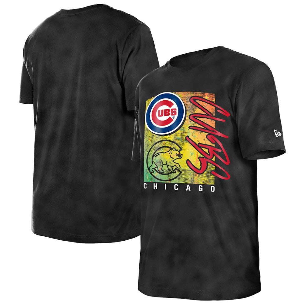 Chicago Cubs Women's Sport Classics Enzyme Wash Oversized T-Shirt - Black | New Era