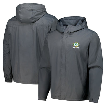 Green Bay Packers Dunbrooke Tropic Waterproof Packable Full-Zip Hoodie Jacket  - Graphite on sale