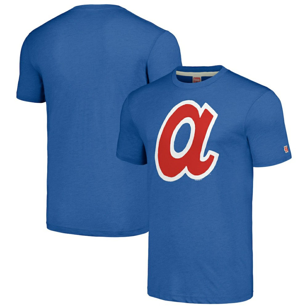 Atlanta Braves Homage Cooperstown Collection Hand-Drawn Logo Tri-Blend T-Shirt - Royal