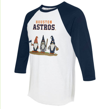 Houston Astros Tiny Turnip Unisex Gnomes 3/4-Sleeve Raglan T-Shirt - White/Navy