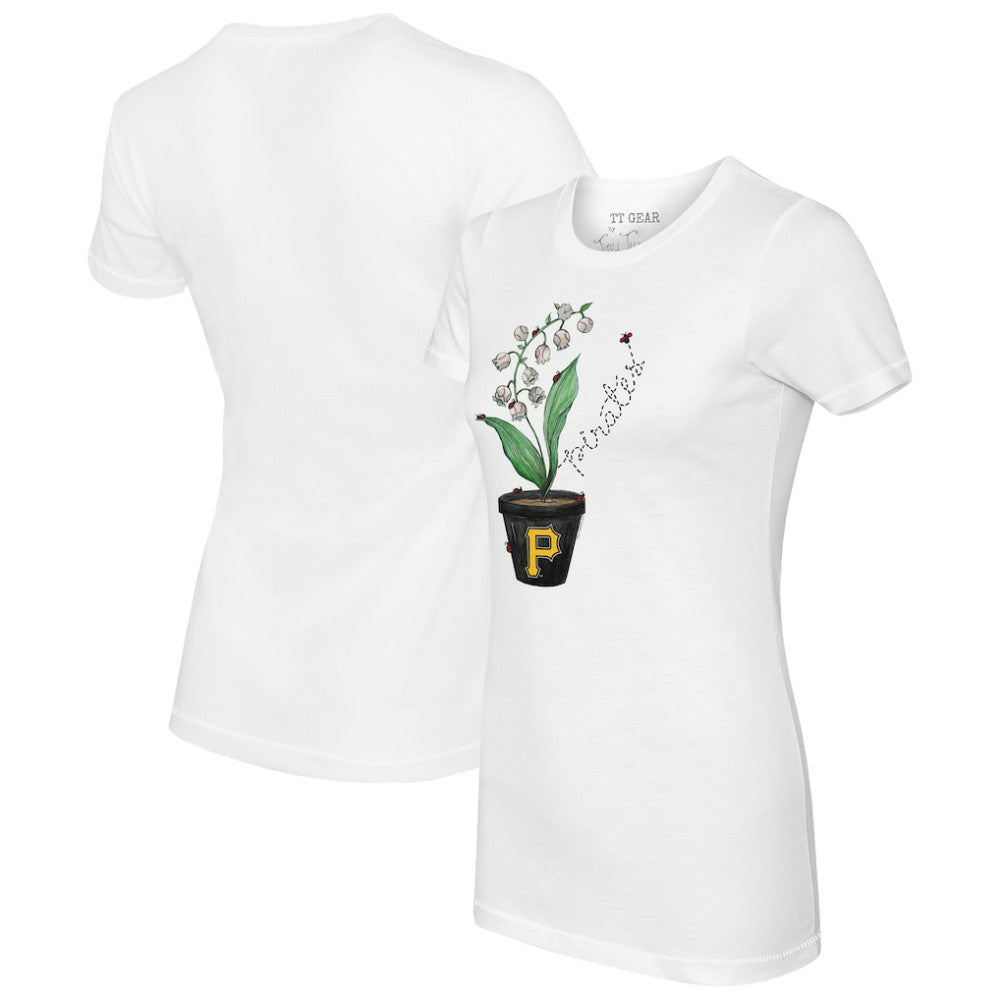 Pittsburgh Pirates Tiny Turnip Women's Lilies and Ladybugs T-Shirt - White