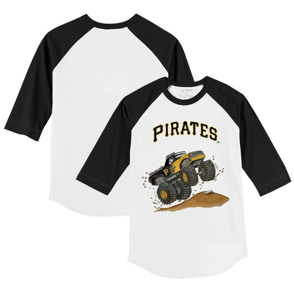 Pittsburgh Pirates Tiny Turnip Youth Monster Truck 3/4-Sleeve Raglan T-Shirt - White/Black