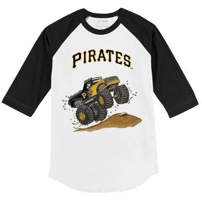 Pittsburgh Pirates Tiny Turnip Youth Monster Truck 3/4-Sleeve Raglan T-Shirt - White/Black