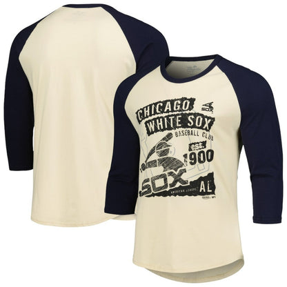 Chicago White Sox Majestic Threads Raglan 3/4-Sleeve T-Shirt - Cream/Navy