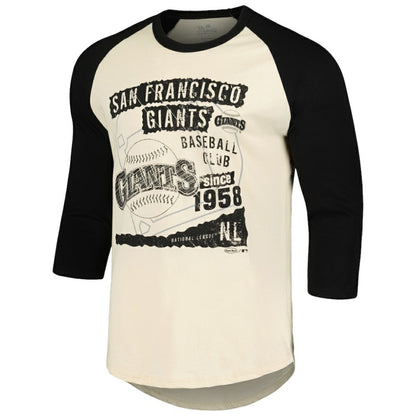 San Francisco Giants Majestic Threads Raglan 3/4-Sleeve T-Shirt - Cream/Black