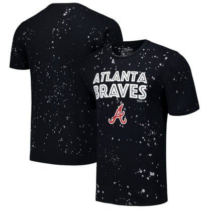 Atlanta Braves Majestic Threads Splatter T-Shirt - Black/White