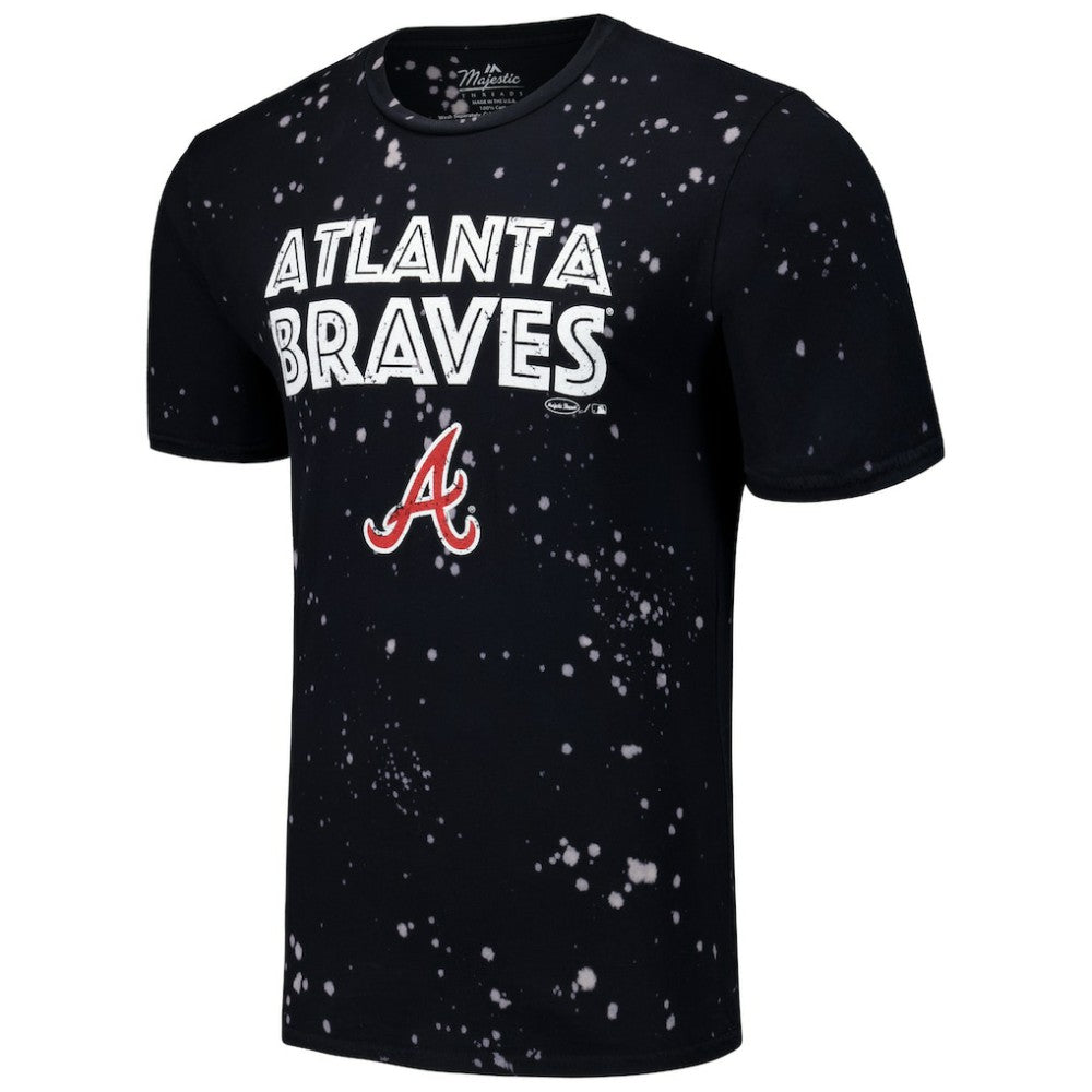 Atlanta Braves Majestic Threads Splatter T-Shirt - Black/White