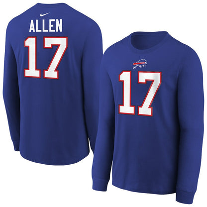 Josh Allen Buffalo Bills Youth Player Name & Number Long Sleeve T-Shirt - Royal | Nike discount