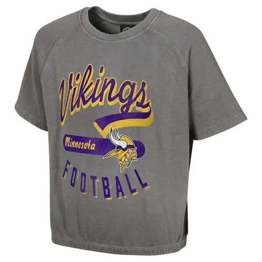 Minnesota Vikings Women's Mineral Wash Short Sleeve Top - Gray outlet