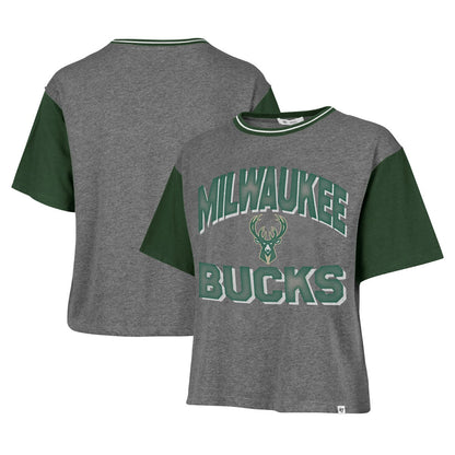 Milwaukee Bucks '47 Women's Rise Clubhouse Ziggy Color Block T-Shirt - Gray | 47 brand outlet