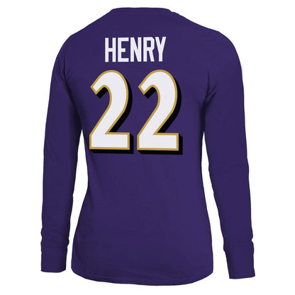 Derrick Henry Baltimore Ravens Majestic Threads Women's Name & Number Long Sleeve T-Shirt - Purple sale