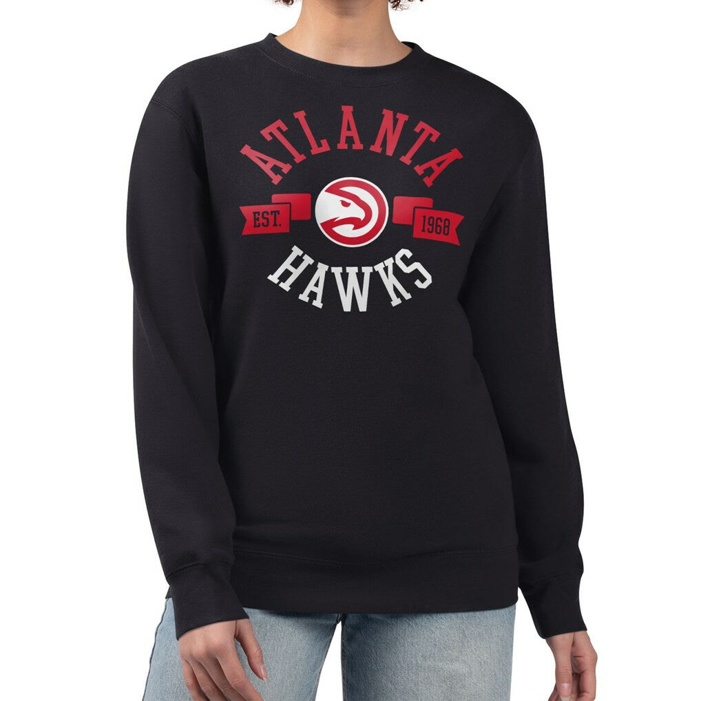 Atlanta Hawks G-III 4Her by Carl Banks Women's Large Team Logo Graphic Fleece Pullover Sweatshirt - Black for sale