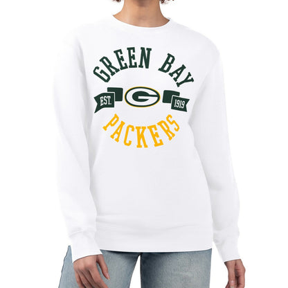 Green Bay Packers G-III 4Her by Carl Banks Women's Large Team Graphic Fleece Pullover Sweatshirt - White cheap