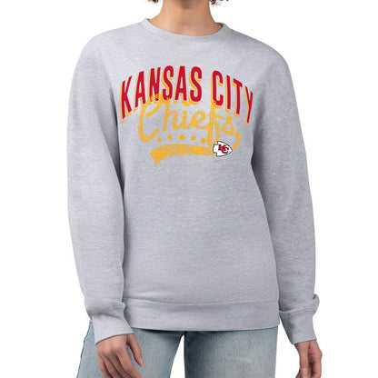 Kansas City Chiefs G-III 4Her by Carl Banks Women's Filigree Logo Graphic Fleece Pullover Sweatshirt - Heather Gray sale