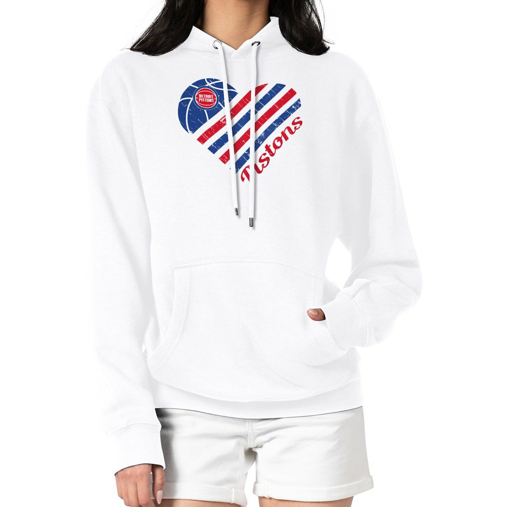 Detroit Pistons G-III 4Her by Carl Banks Women's Heart Pullover Hoodie - White online