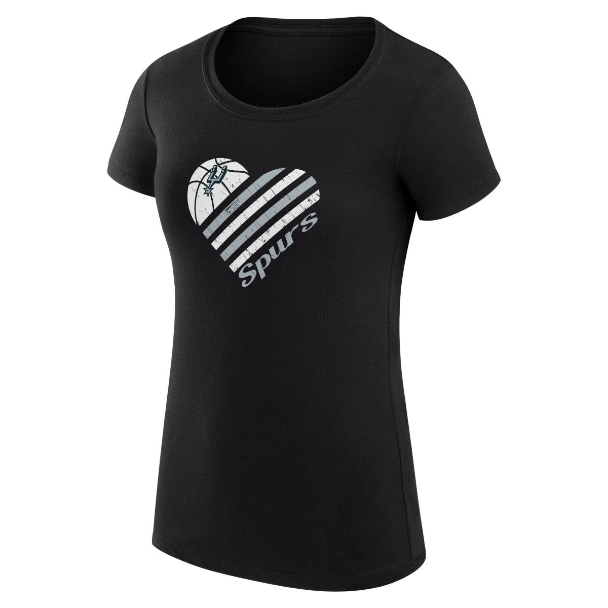 San Antonio Spurs G-III 4Her by Carl Banks Women's Super-Slim Fit Lightweight Heart T-Shirt - Black shop