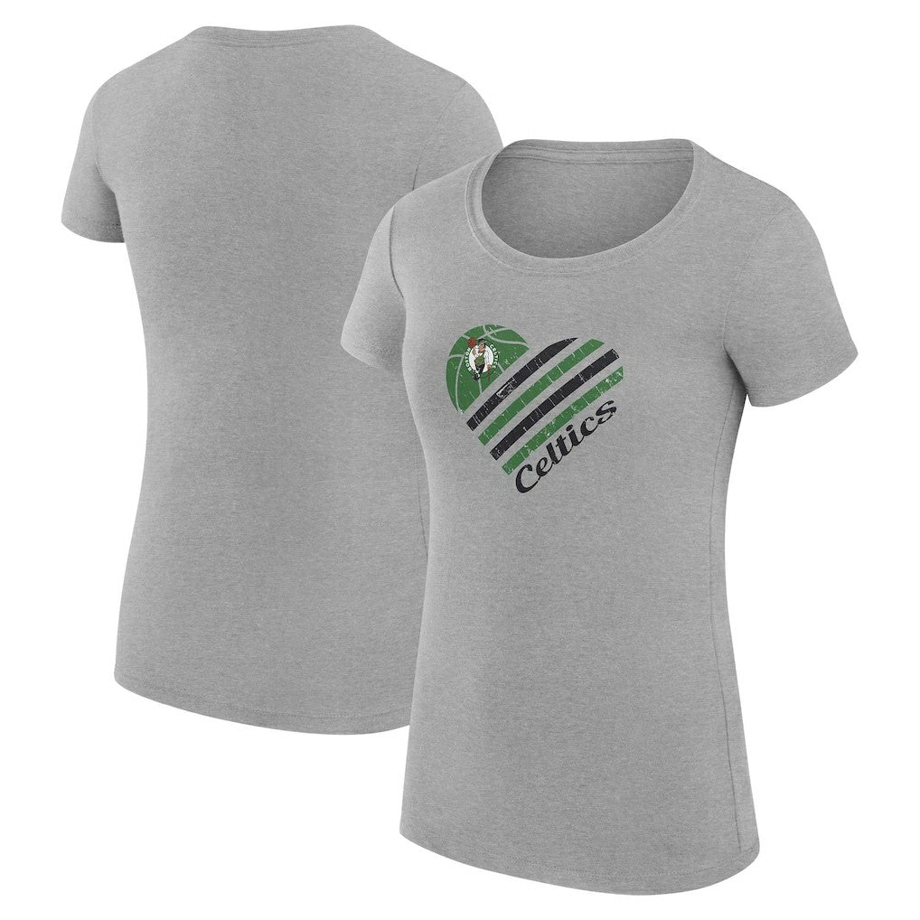 Boston Celtics G-III 4Her by Carl Banks Women's Super-Slim Fit Lightweight Heart T-Shirt - Heather Gray on sale