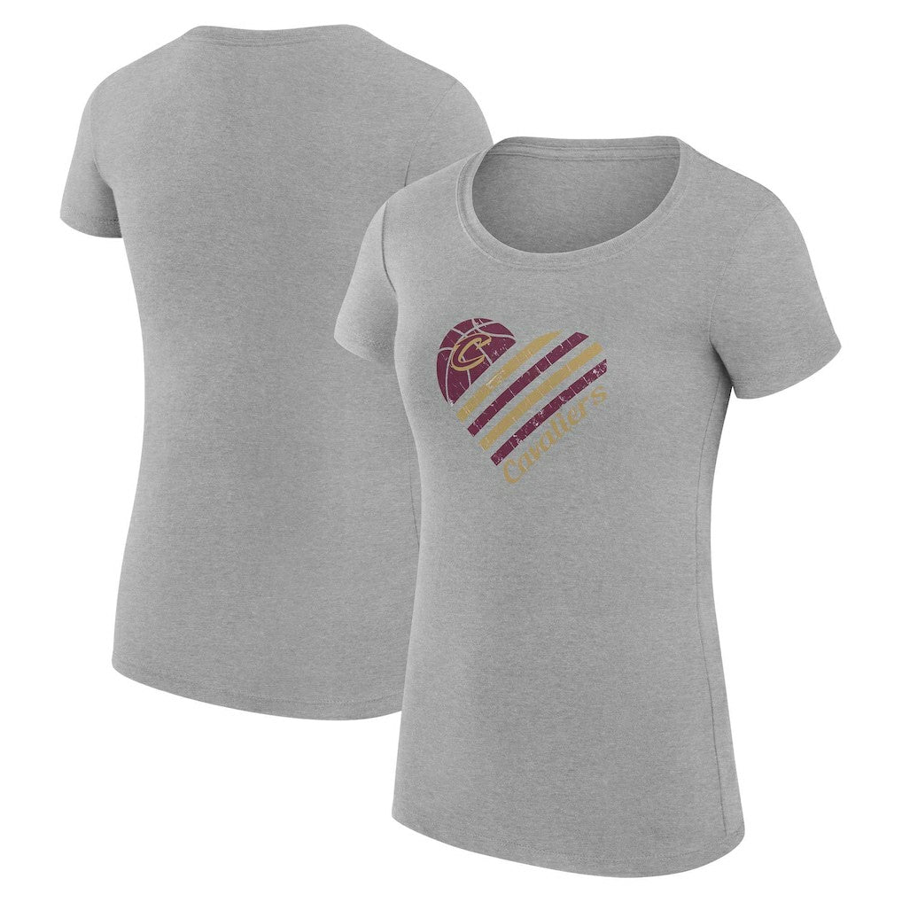 Cleveland Cavaliers G-III 4Her by Carl Banks Women's Super-Slim Fit Lightweight Heart T-Shirt sale - Heather Gray for sale