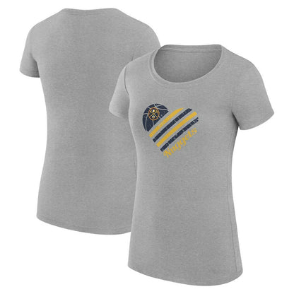 Denver Nuggets G-III 4Her by Carl Banks Women's Super-Slim Fit Lightweight Heart T-Shirt sale - Heather Gray sale