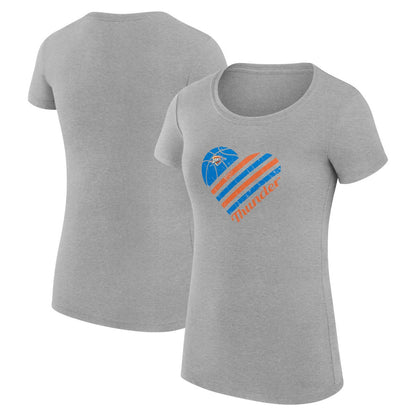 Oklahoma City Thunder G-III 4Her by Carl Banks Women's Super-Slim Fit Lightweight Heart T-Shirt - Heather Gray shop