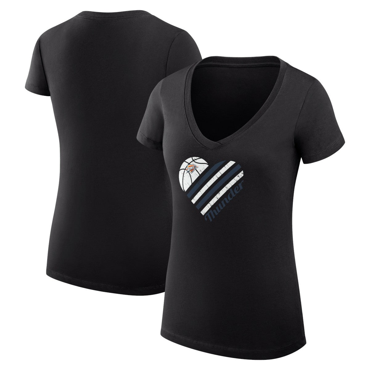 Oklahoma City Thunder G-III 4Her by Carl Banks Women's Super-Slim Fit Lightweight Heart V-Neck T-Shirt - Black online