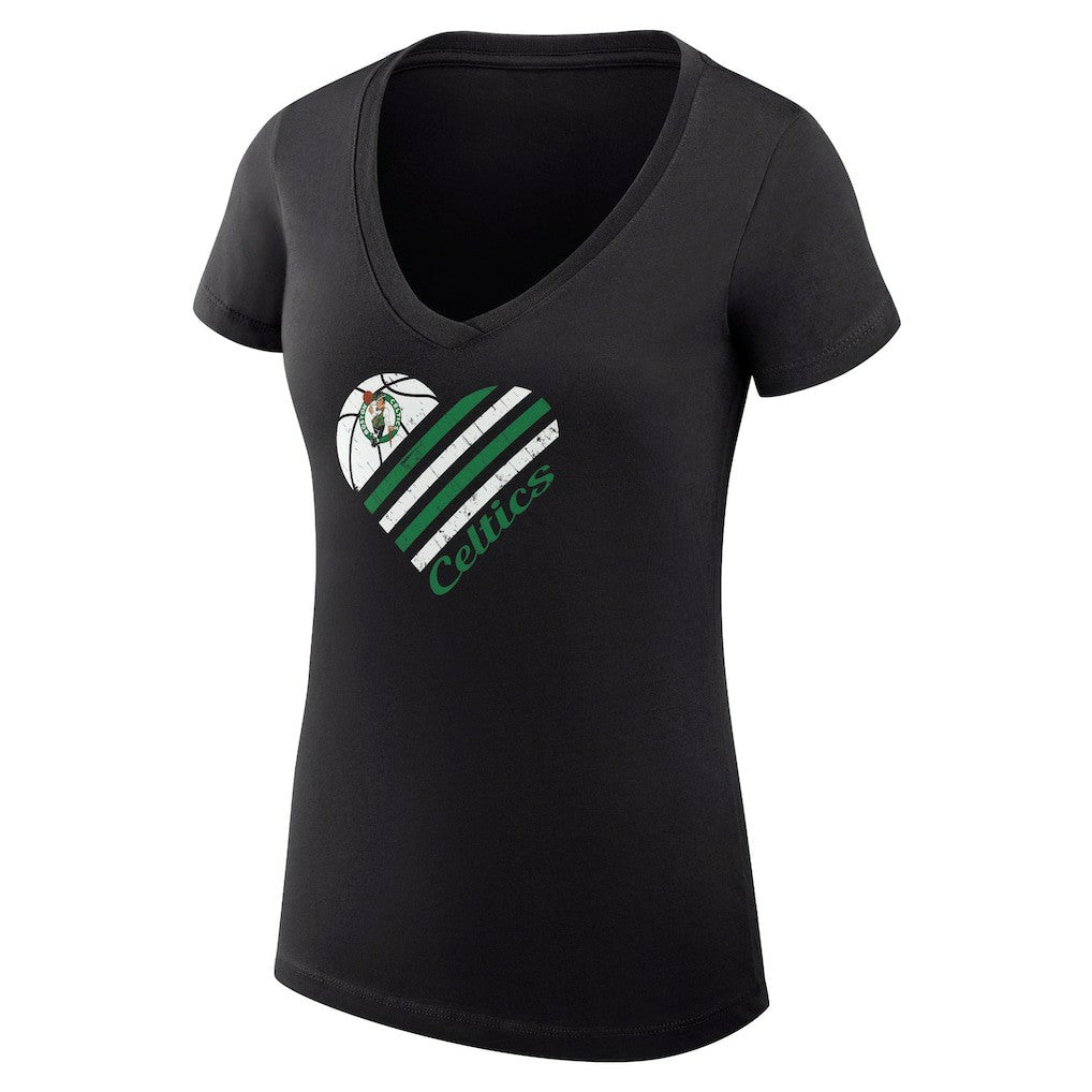 Boston Celtics G-III 4Her by Carl Banks Women's Super-Slim Fit Lightweight Heart V-Neck T-Shirt - Black discount