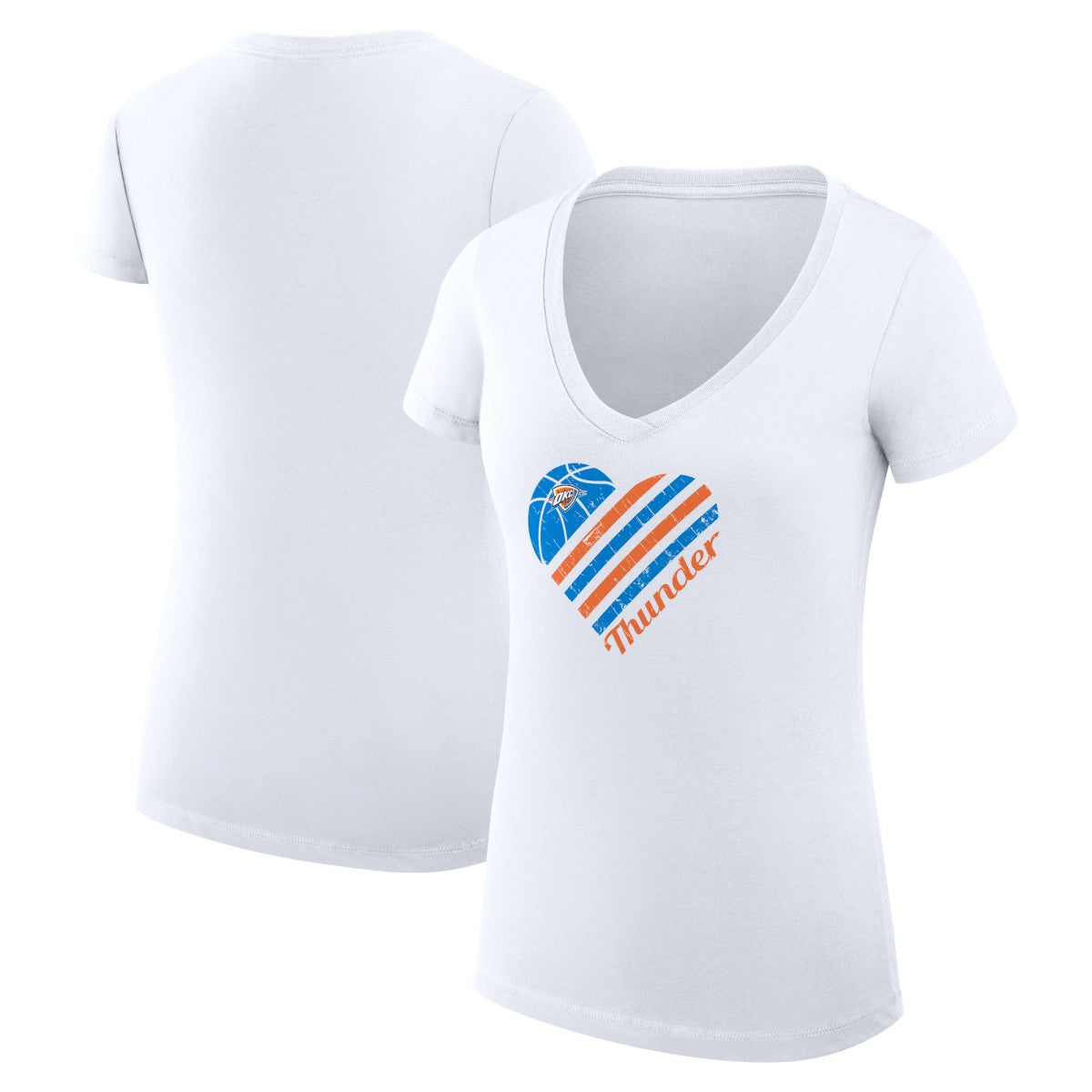 Oklahoma City Thunder G-III 4Her by Carl Banks Women's Super-Slim Fit Lightweight Heart V-Neck T-Shirt - White outlet