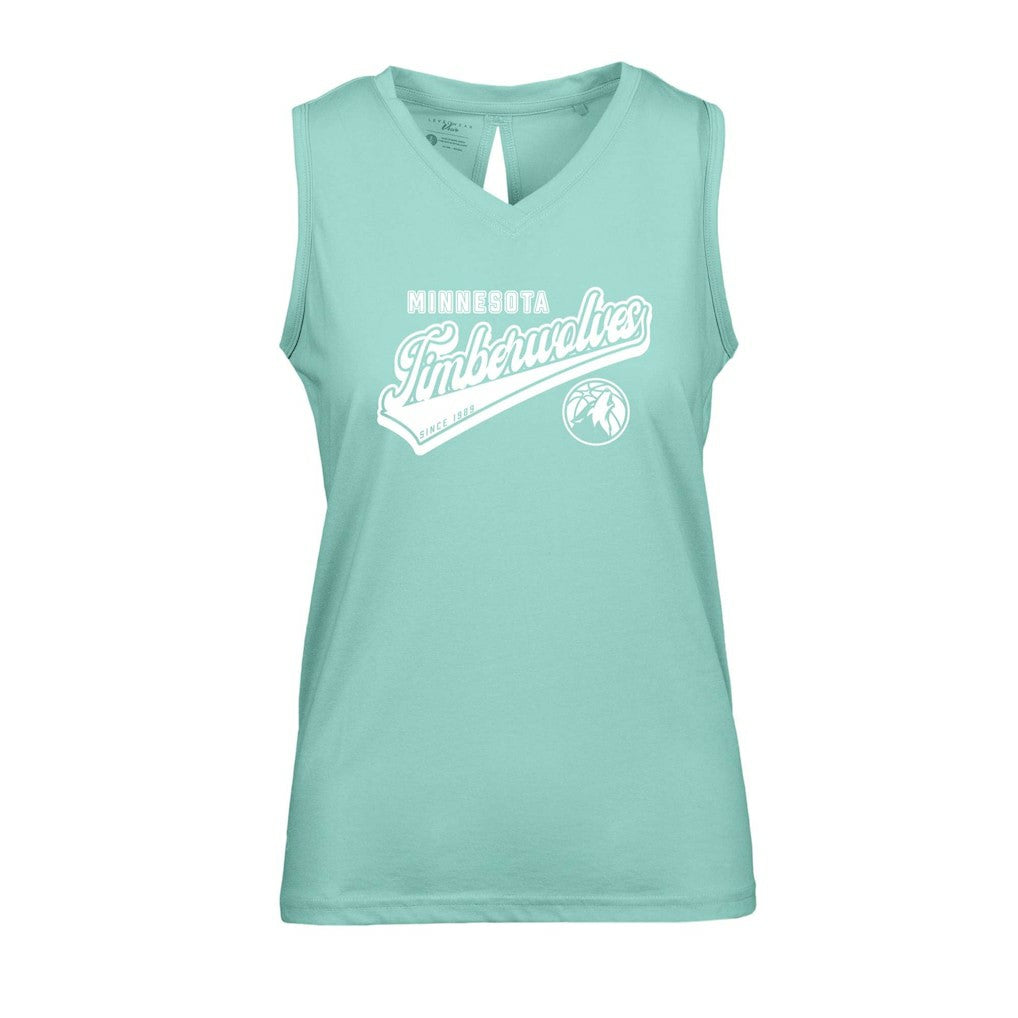 Minnesota Timberwolves Levelwear Women's Paisley Sweep V-Neck Tank Top - Mint on sale