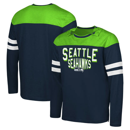 Seattle Seahawks G-III Sports by Carl Banks Adaptive Hail Mary Long Sleeve T-Shirt - College Navy/Neon Green on sale
