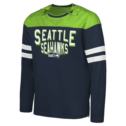 Seattle Seahawks G-III Sports by Carl Banks Adaptive Hail Mary Long Sleeve T-Shirt - College Navy/Neon Green on sale