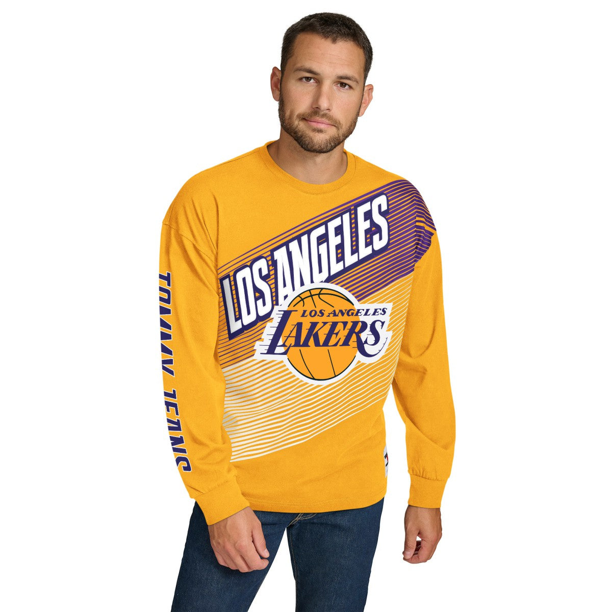 Los Angeles Lakers Tommy Jeans Lucas Long Sleeve T-Shirt - Gold outlet