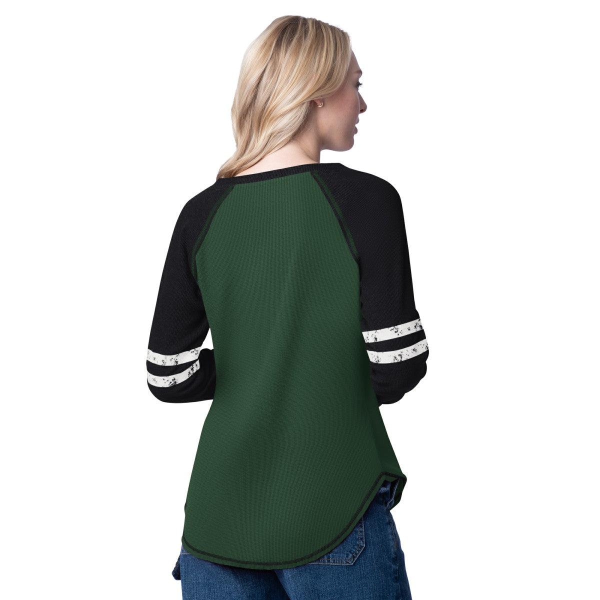 Milwaukee Bucks G-III 4Her by Carl Banks Women's Winner Waffle Knit Thermal Long Sleeve Tri-Blend T-Shirt - Hunter Green/Cream discount