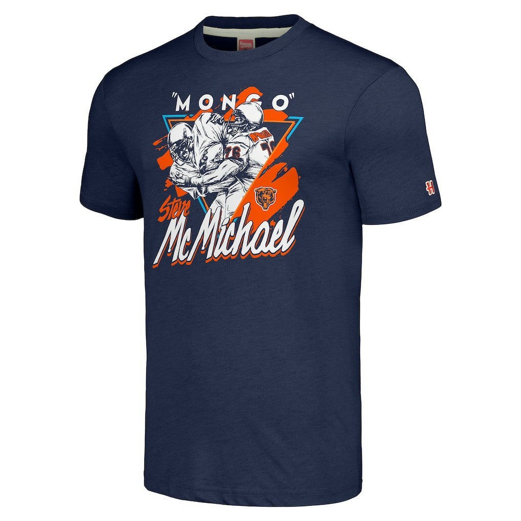 Steve McMichael Chicago Bears Homage Unisex Caricature Retired Player Tri-Blend T-Shirt - Navy discount