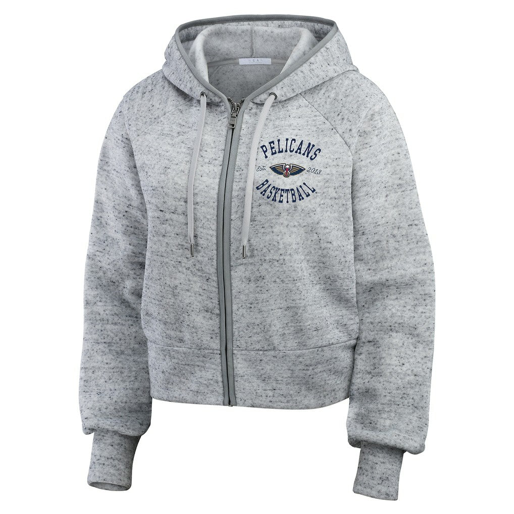 New Orleans Pelicans WEAR by Erin Andrews Women's Speckled Radiator Full-Zip Hoodie - Heather Gray outlet